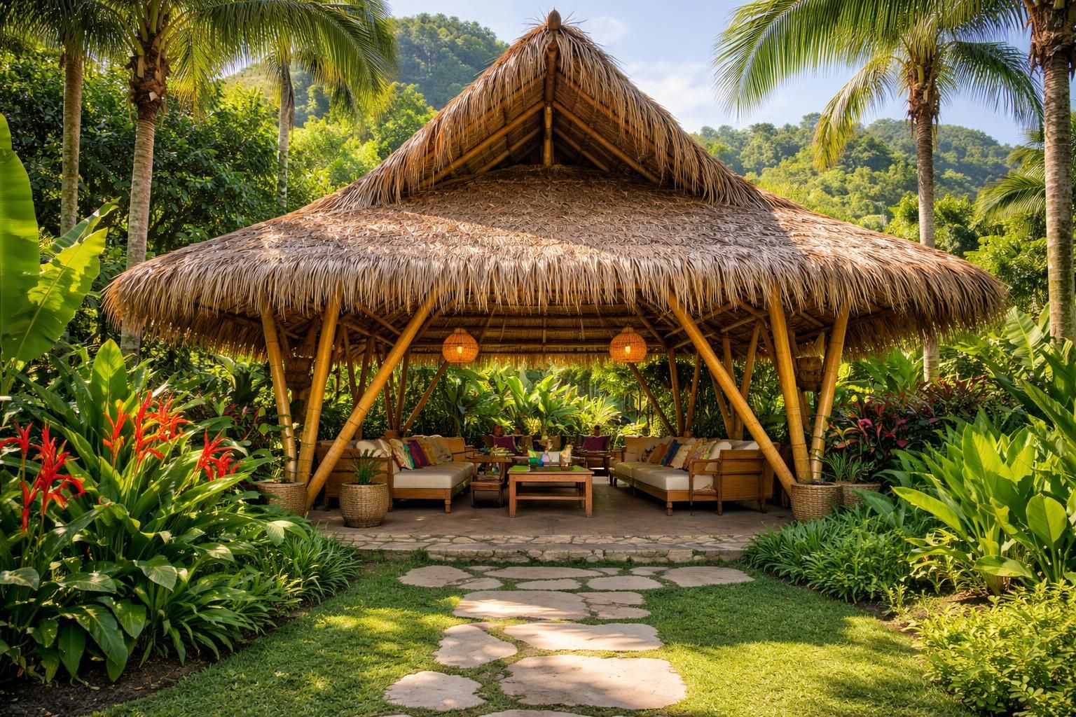 apprenez à construire une paillote brésilienne authentique avec du bambou exotique et une toiture en palme naturelle, pour une ambiance tropicale et écologique à rio.