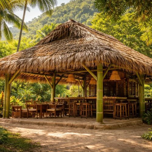 Construire une paillote brésilienne avec bambou exotique et toiture en palme naturelle Rio