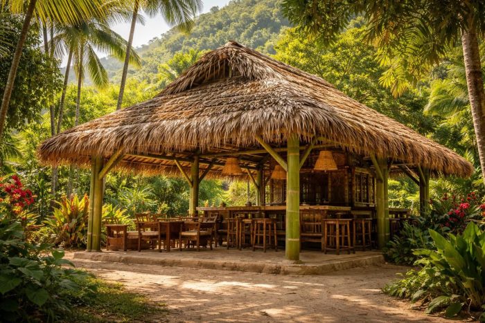 Construire une paillote brésilienne avec bambou exotique et toiture en palme naturelle Rio