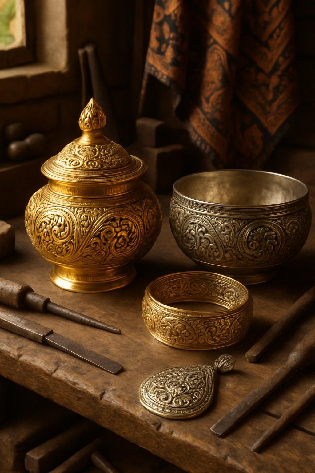 découvrez l'éclat ancestral de l'orfèvrerie indonésienne, où l'art et la tradition se rencontrent pour créer des pièces uniques empreintes d'histoire et de savoir-faire.