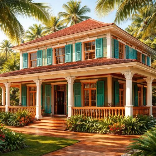 Rénover une maison coloniale avec des matériaux exotiques comme le teck brésilien et des couleurs tropicales