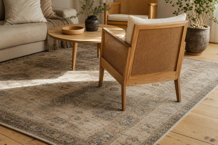 Tapis scandinave et cannage, une association naturelle pleine de caractère