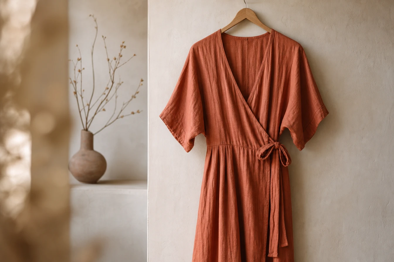Robe terracotta cache-cœur : la coupe qui sublime la silhouette